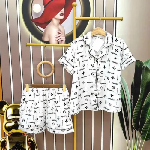 Đồ bộ quần đùi áo cổ bẻ tay ngắn hoạ tiết