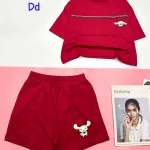 đồ bộ quần đùi áo crop top tay ngắn