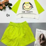 đồ bộ quần đùi áo crop top  tay ngắn hình bé