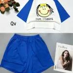 đồ bộ quần đùi áo crop top  tay ngắn hình bé