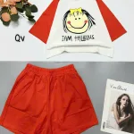 đồ bộ quần đùi áo crop top  tay ngắn hình bé