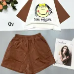 đồ bộ quần đùi áo crop top  tay ngắn hình bé