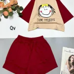đồ bộ quần đùi áo crop top  tay ngắn hình bé