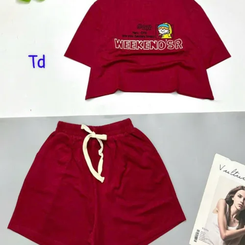 đồ bộ quần đùi áo crop top  tay ngắn in chữ dây quần cột
