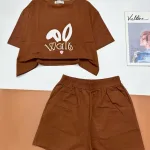 đồ bộ quần đùi áo crop top  tay ngắn in chữ Wait