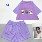 đồ bộ quần đùi áo crop top  tay ngắn in hình ba chú gấu