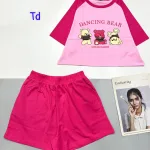 đồ bộ quần đùi áo crop top  tay ngắn in hình ba chú gấu
