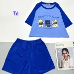 đồ bộ quần đùi áo crop top  tay ngắn in hình ba chú gấu