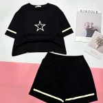 đồ bộ quần đùi áo crop top  tay ngắn in hình ngôi sao