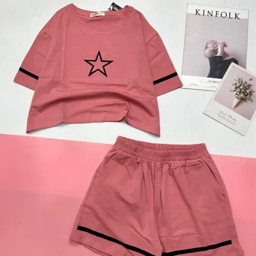 đồ bộ quần đùi áo crop top  tay ngắn in hình ngôi sao