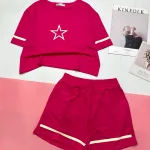 đồ bộ quần đùi áo crop top  tay ngắn in hình ngôi sao