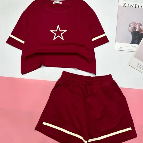 đồ bộ quần đùi áo crop top  tay ngắn in hình ngôi sao