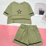 đồ bộ quần đùi áo crop top  tay ngắn in hình ngôi sao