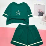 đồ bộ quần đùi áo crop top  tay ngắn in hình ngôi sao
