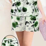 Đồ bộ quần đùi áo dây 2 tầng hoạ tiết mặc nhà