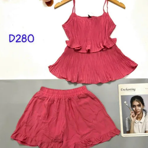 Đồ bộ quần đùi áo dây 2 tầng màu trơn
