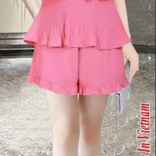 Đồ bộ quần đùi áo dây 2 tầng màu trơn