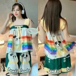Đồ bộ quần đùi áo dây bèo siêu mát in hình dể thương