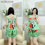 Đồ bộ quần đùi áo dây bèo siêu mát in hình dể thương