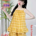 Đồ bộ quần đùi áo dây caro