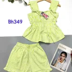 Đồ bộ quần đùi áo dây caro mặc nhà