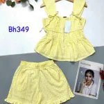 Đồ bộ quần đùi áo dây caro mặc nhà