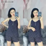 Đồ bộ quần đùi áo dây chấm bi mặc nhà