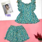 Đồ bộ quần đùi áo dây cổ v hoạ tiết mặc nhà