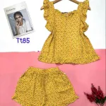 Đồ bộ quần đùi áo dây cổ v hoạ tiết mặc nhà