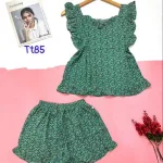Đồ bộ quần đùi áo dây cổ v hoạ tiết mặc nhà