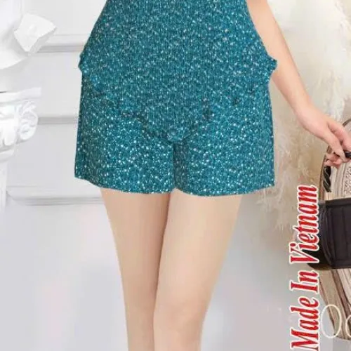 Đồ bộ quần đùi áo dây cổ yếm hoạ tiết