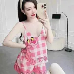 Đồ bộ quần đùi áo dây hoạ tiết mặc nhà