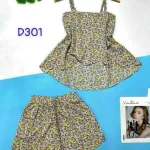 Đồ bộ quần đùi áo dây hoạ tiết mặc nhà