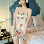 Đồ bộ quần đùi áo dây hoạ tiết mặc nhà siêu mát