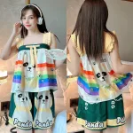 Đồ bộ quần đùi áo dây hoạ tiết mặc nhà siêu mát