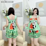 Đồ bộ quần đùi áo dây hoạ tiết mặc nhà siêu mát