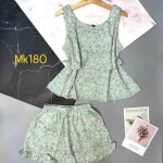 Đồ bộ quần đùi áo dây mặc nhà hoạ tiết