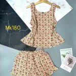 Đồ bộ quần đùi áo dây mặc nhà hoạ tiết