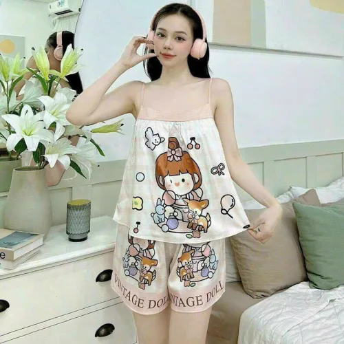 Đồ bộ quần đùi áo dây mặc nhà siêu mát