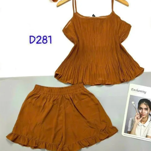 Đồ bộ quần đùi áo dây màu trơn