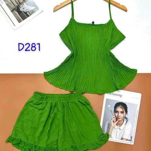 Đồ bộ quần đùi áo dây màu trơn
