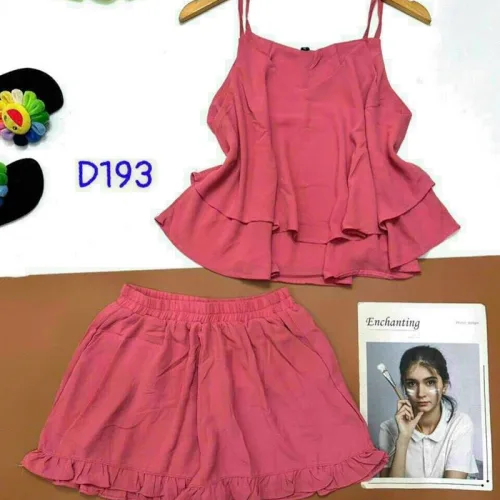 Đồ bộ quần đùi áo dây màu trơn mặc nhà