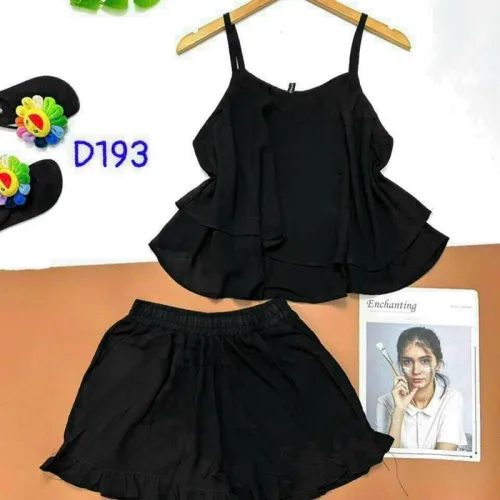 Đồ bộ quần đùi áo dây màu trơn mặc nhà