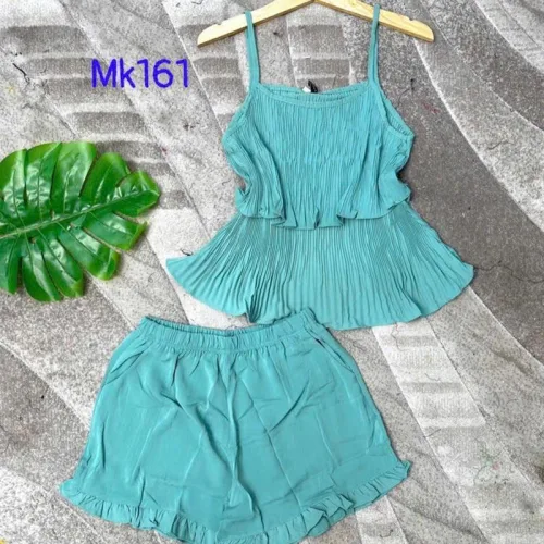 Đồ bộ quần đùi áo dây màu trơn mặc nhà