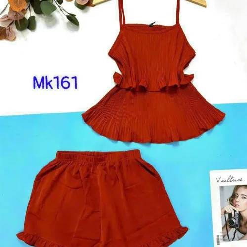 Đồ bộ quần đùi áo dây màu trơn mặc nhà