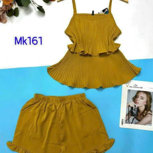 Đồ bộ quần đùi áo dây màu trơn mặc nhà