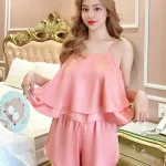 Đồ bộ quần đùi áo dây màu trơn mặc nhà