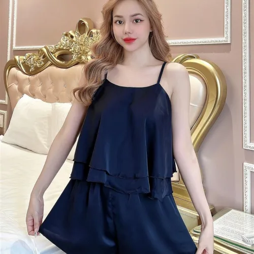 Đồ bộ quần đùi áo dây màu trơn mặc nhà