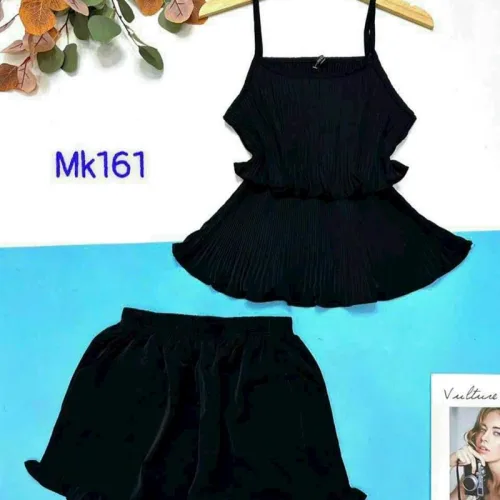 Đồ bộ quần đùi áo dây tầng màu trơn mặc nhà