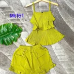 Đồ bộ quần đùi áo dây tầng màu trơn mặc nhà